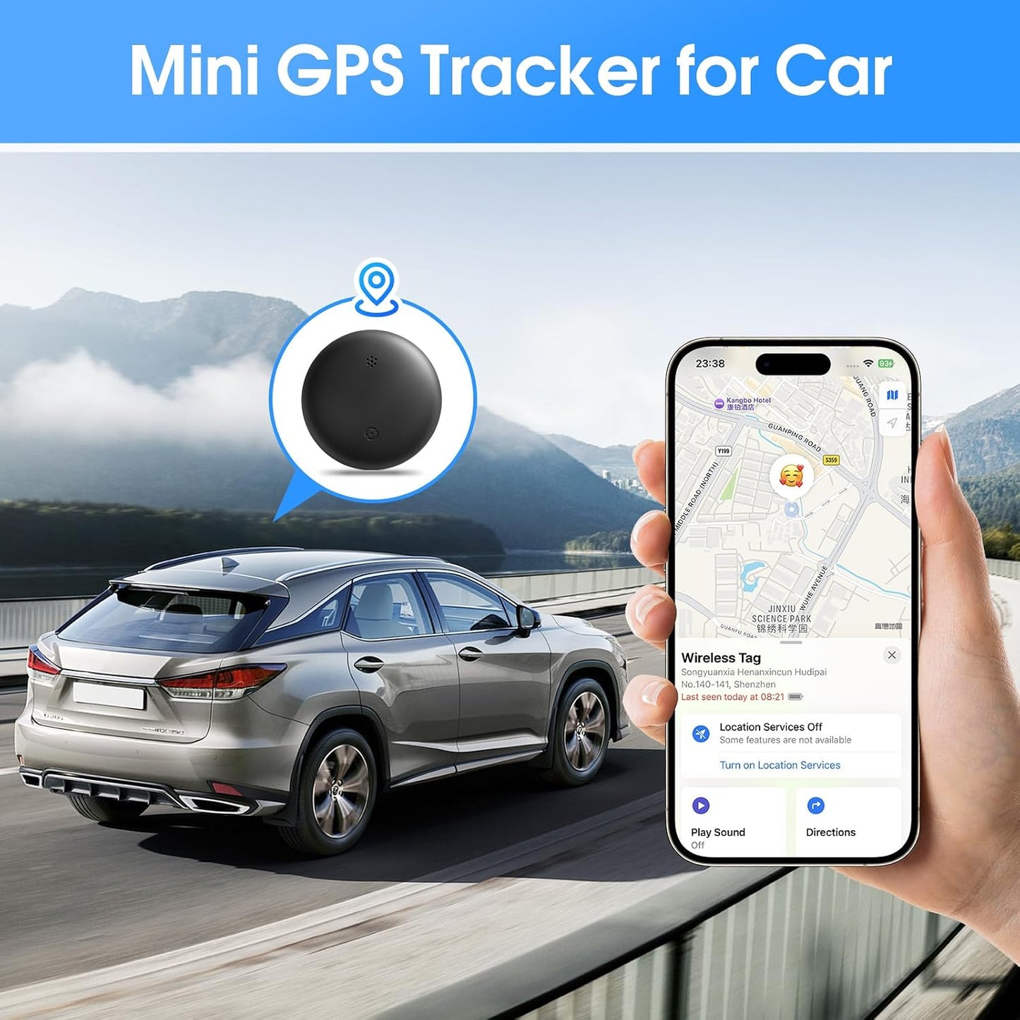 Mini GPS Tracker for Vehicles, Hidden Car Location Tracker w/Magnetic Case, Real Time Global Tracking