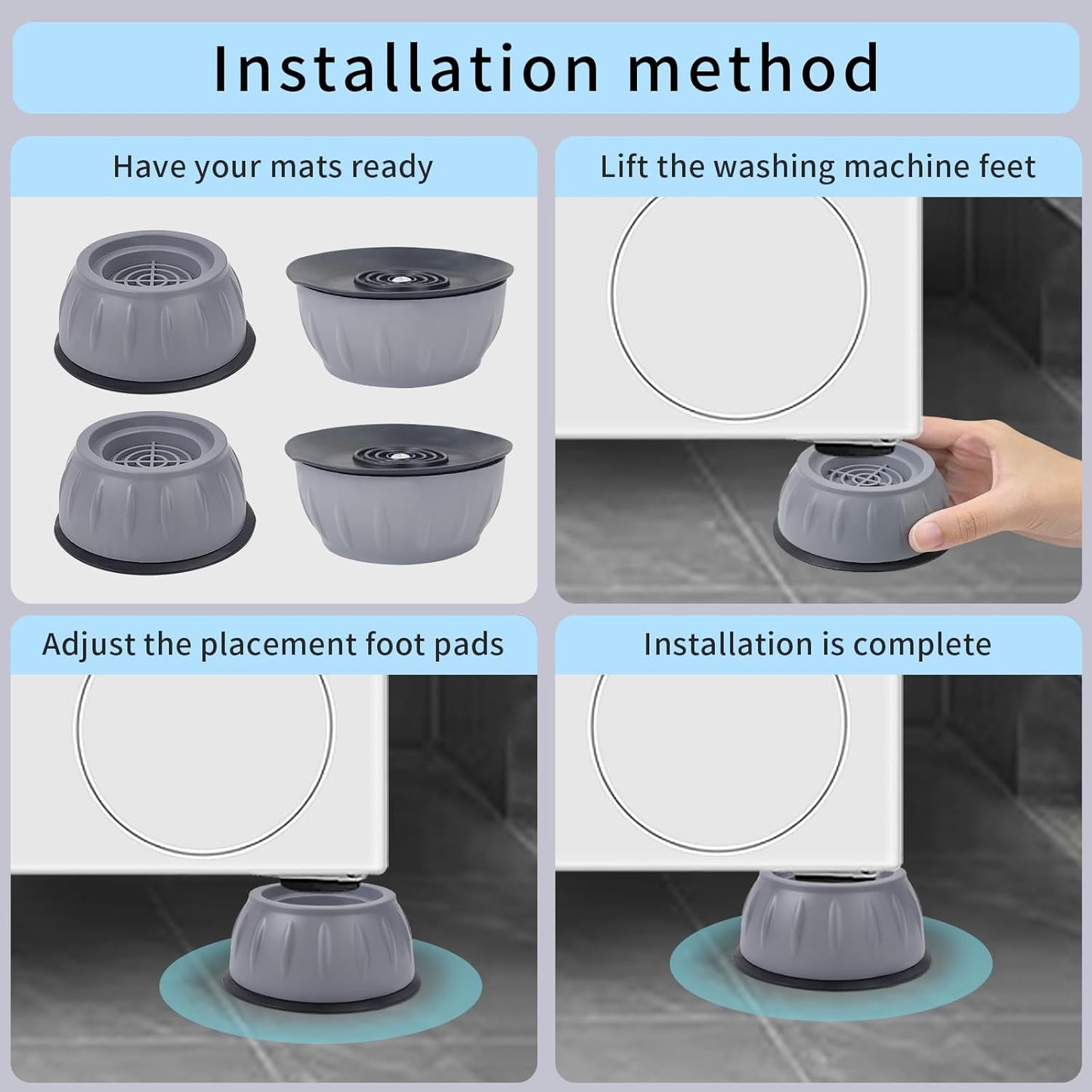 4 Pcs Shock and Noise Cancelling Washing Machine Support