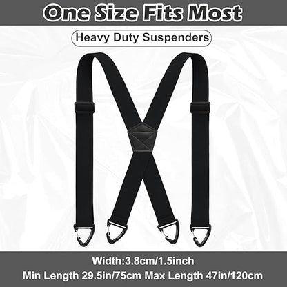 X Black Suspenders, Suspenders for Men, Adjustable Heavy Duty Suspender with 4 Snap Loop