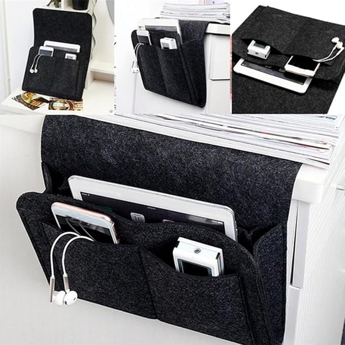 Bedside Caddy, 5 Pockets Felt Bedside Storage Organizer, Hanging Storage Organizer