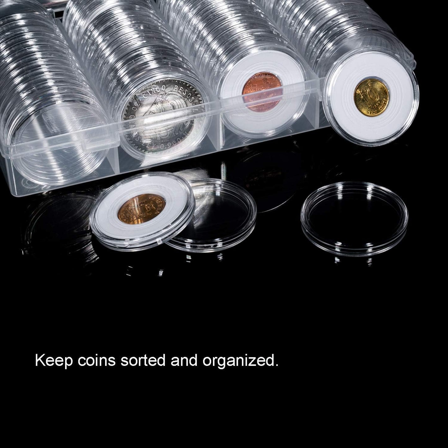 100 Pieces 30mm Coin Capsules Coin Holders for Collectors