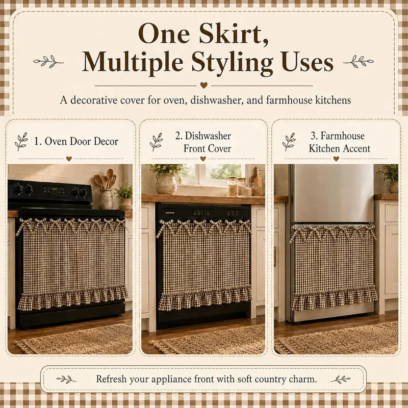 Christmas Curtains, Double-Sided Thick Fabric Gingham Plaid Stovetop Cover