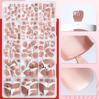 150pc White French Tips Press on Toenails Women Fake Toenail Kit