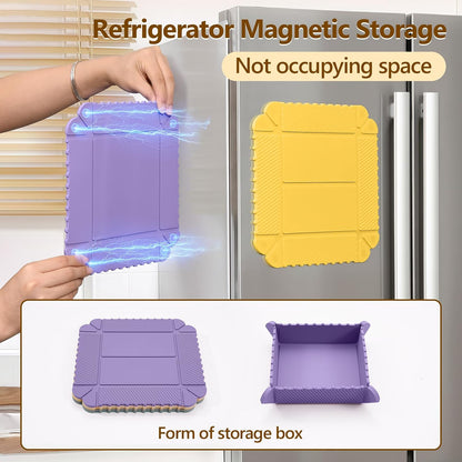 2-in-1 Magnetic Silicone Mat & Foldable Serving Tray, Non-Slip Heat Resistant Waterproof Food Grade