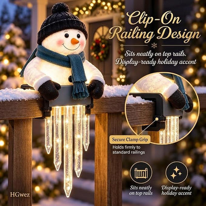 Snowman Icicle Light Decor, Outdoor Christmas LED Holiday Porch Lights