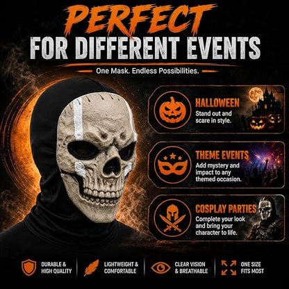 Creepy Halloween Full Head Skull Mask with Movable Jaw