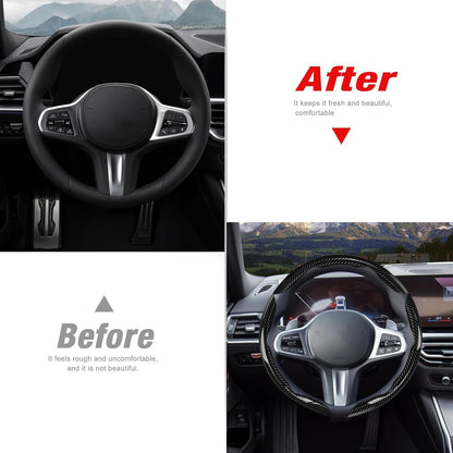 3Pcs Car Non-Slip Steering Wheel Protector, Universal 15 Inch, Carbon Fiber Design