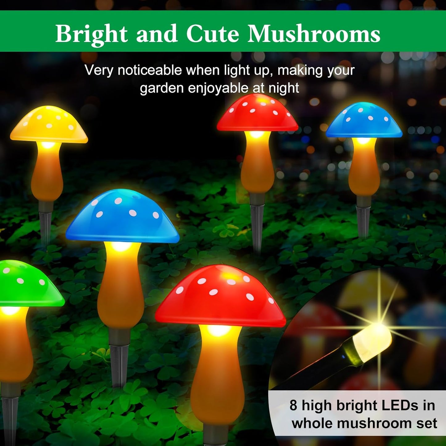 Outdoor Waterproof Solar-powered Mushroom-shaped Light for Courtyard Decoration