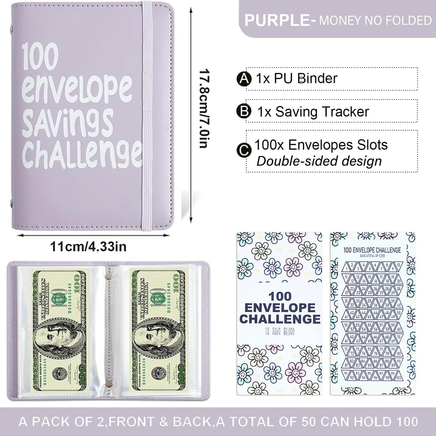 100 Days Money Saving Challenge Coin Envelope Budget Book, Good Habit of Saving Money