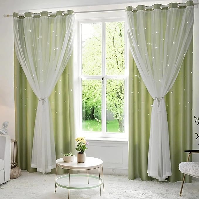Star Cutout Window Blackout Curtains Bedroom Window Room Darkening Curtains