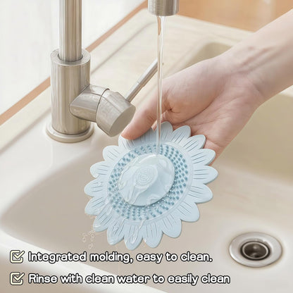 2Pcs Sunflower Silicone Drain Cover Hair Catcher and Odor Stopper