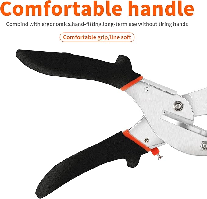 Miter Shears, 45-135 Degree Adjustable Angle Scissors, Quarter Round Cutter Tool with Spare SK5 Blades
