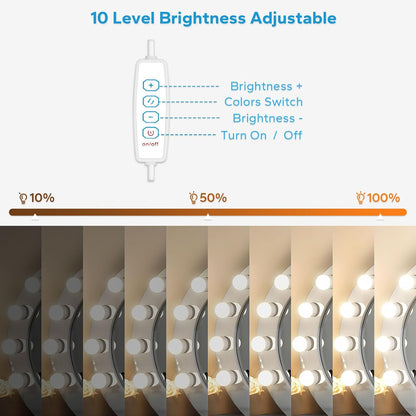 LED Vanity Lights For Mirror, Vanity Lights Stick on with 10 Dimmable Bulbs