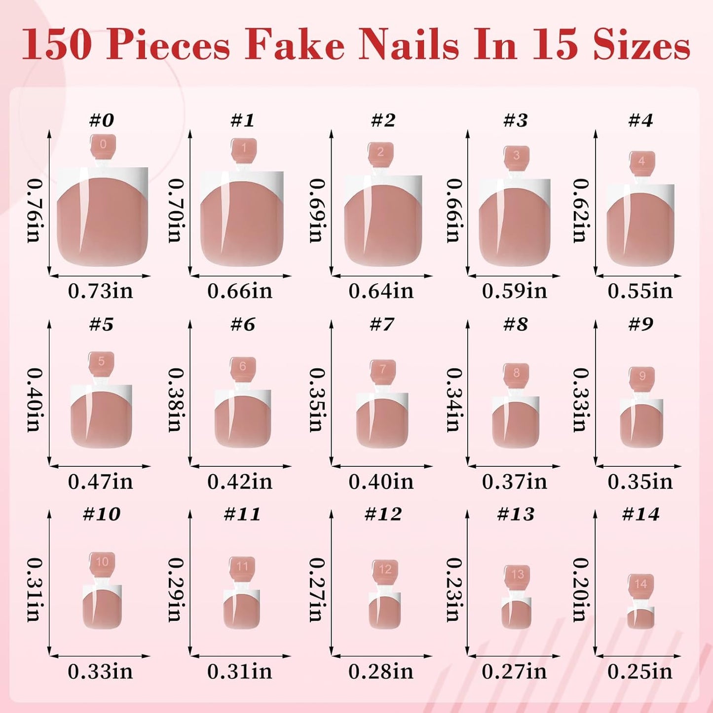 150pc White French Tips Press on Toenails Women Fake Toenail Kit