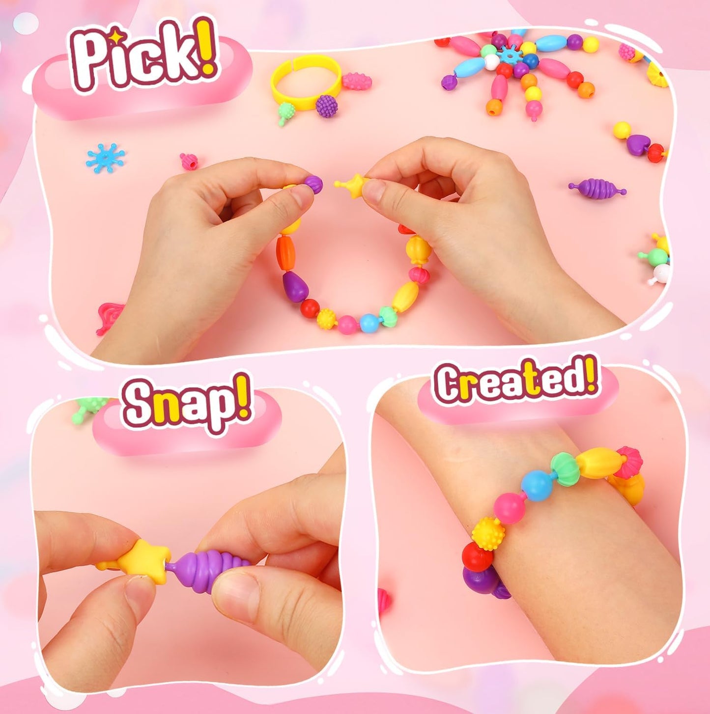 183Pcs Pop Beads, Jewelry Making Kits for Toddlers, Arts and Crafts Supplies for Kids Ages 4-8