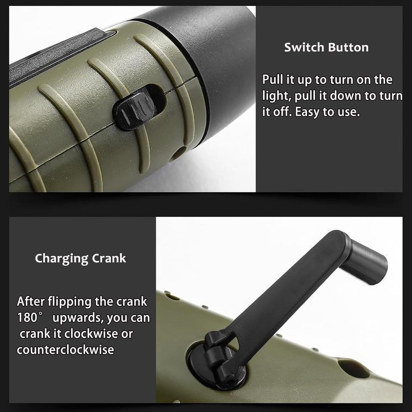 Mini Hand Crank Solar LED Emergency Flashlight,USB Output,Type C