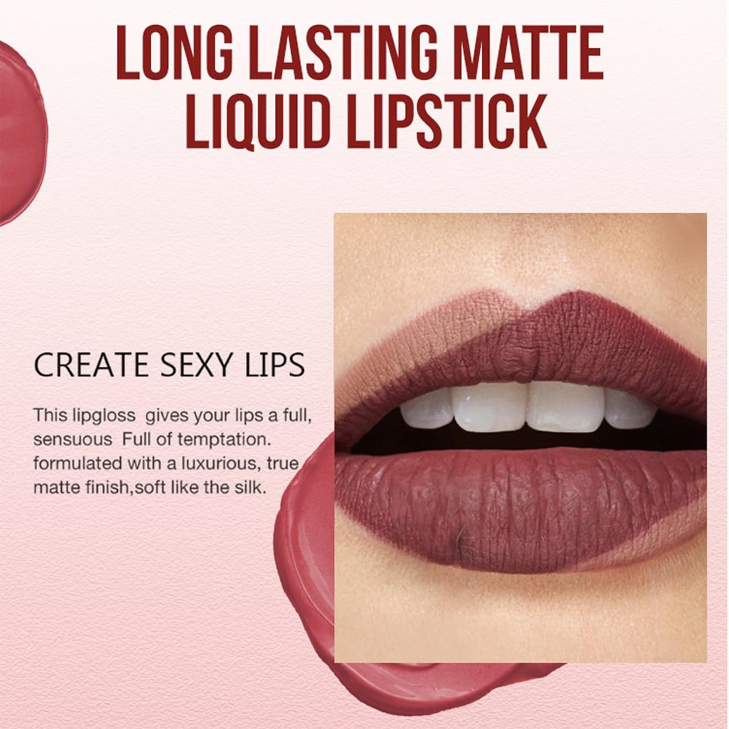 6Pcs/set Matte Lipstick, Long Lasting, Waterproof, Smudge Proof, Velvet Lip Tint