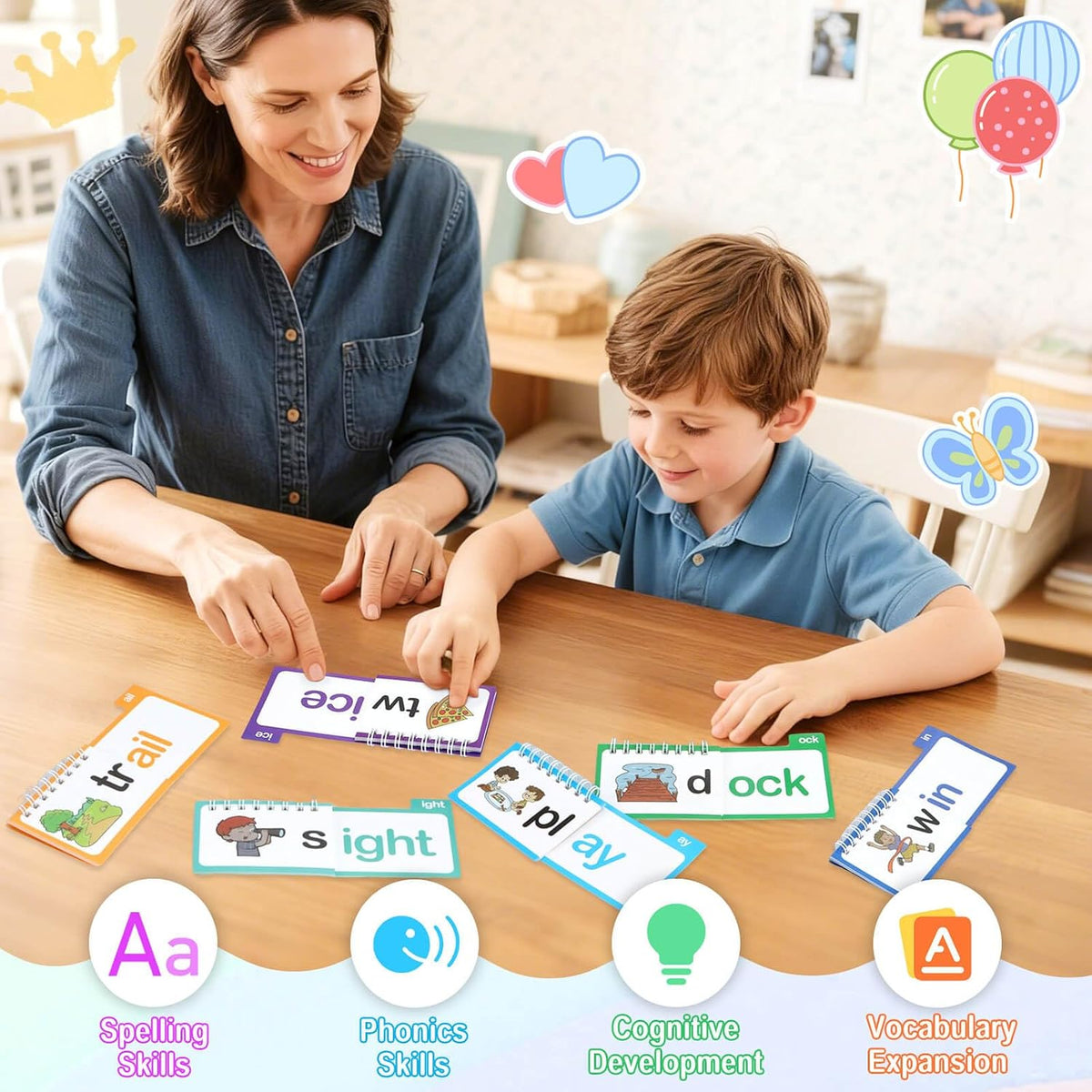 30 Pages Read and Rhyme Books, Phonics Flash Cards