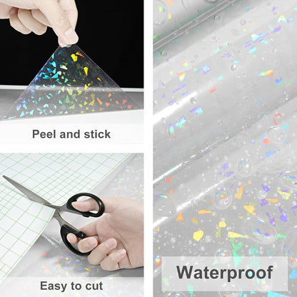1Roll Iridescent Holographic Sticker Paper Vinyl Roll Self-Adhesive Laminating Sheets Film 11.8inch*10ft
