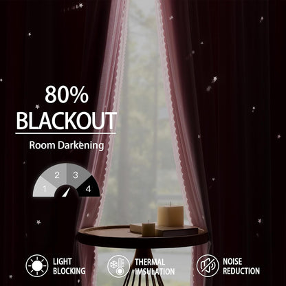 Star Cutout Window Blackout Curtains Bedroom Window Room Darkening Curtains
