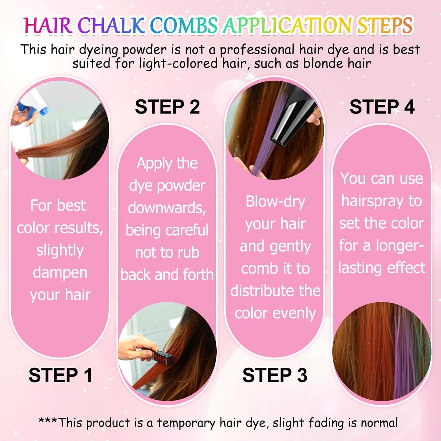 10 Colors Festive Fun Hair Chalk Combs, New Hair Chalk Comb Temporary Hair Color Dye for All Ages