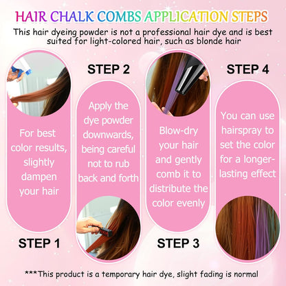 10 Colors Festive Fun Hair Chalk Combs, New Hair Chalk Comb Temporary Hair Color Dye for All Ages