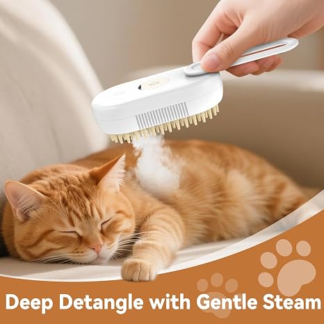 4 in 1 Rechargeable Pet Steam Brush for Shedding