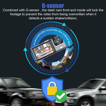 Rechargeable Dual Dash Camera for Cars with Touch Screen, Backup Camera, Charger