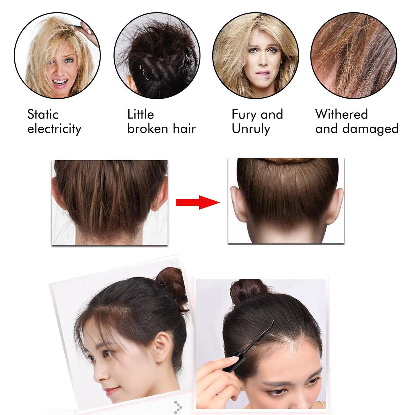 2PCS Hair Taming Wand - Fly Away Stick For Hair with Biotin