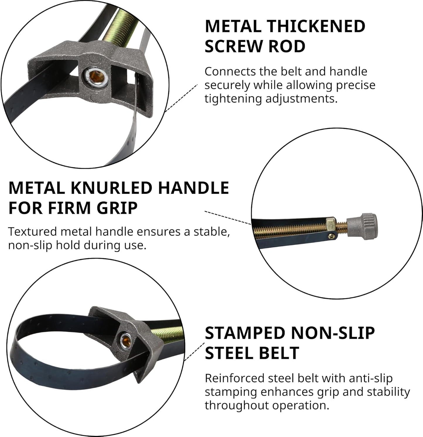 Oil Filter Strap Wrench Removal Tool – Auto Car Adjustable 60–120mm Diameter