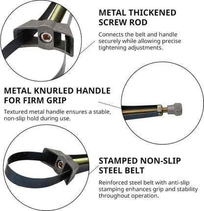 Oil Filter Strap Wrench Removal Tool – Auto Car Adjustable 60–120mm Diameter