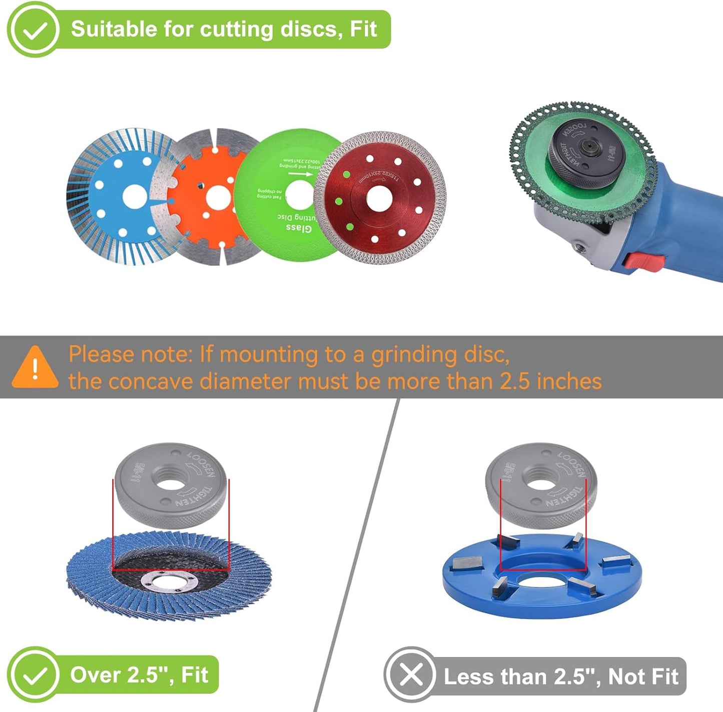 5/8-11 Thread Angle Grinder Flange Nut No Wrench Required,Grinder Nut for 4.5" and 5" Angle Grinder