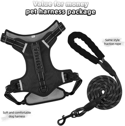 Dog Harness No Pull Adjustable Reflective,for Medium and Large Small Dog with Leash 59.06in