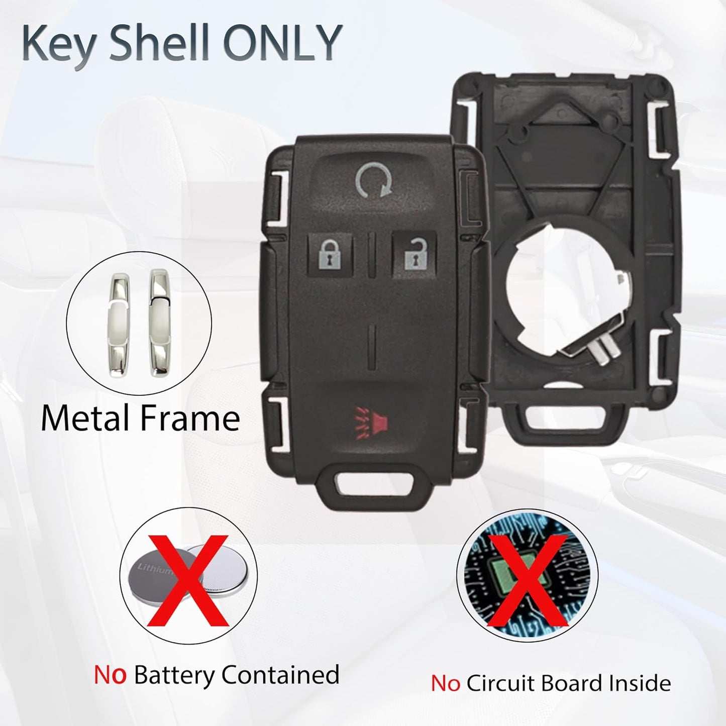 4-Button Keyless Entry Remote Key Fob Shell Replacement