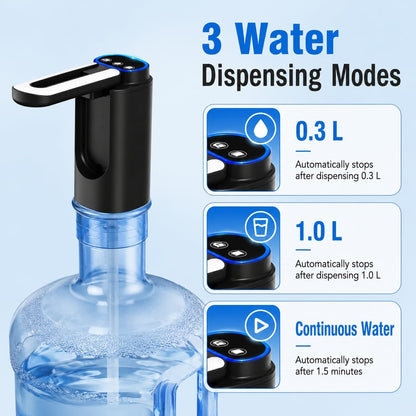 Foldable Spout Rechargeable Water Bottle Pump ,3-Mode Electric Water Dispenser Pump for 5 Gallon Bottles