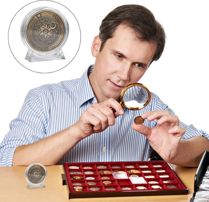 10pcs Transparent Challenge Coin Display Holders with Stands