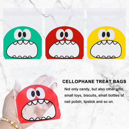 400PCS Cute Cookie Bags 4x4 Inch Self Adhesive Candy Bag Treat Bags