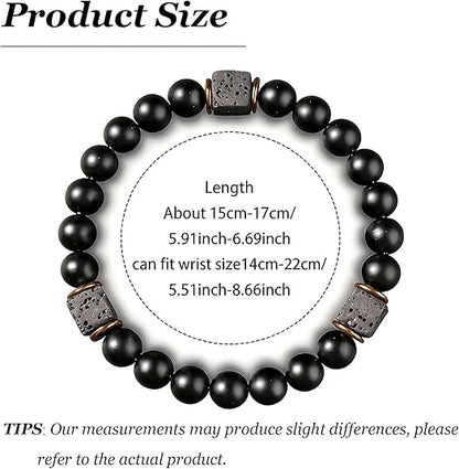 Agate Obsidian Hand Chain Bracelet, 8mm Root Chakra Stone Boost Confidence & Stability