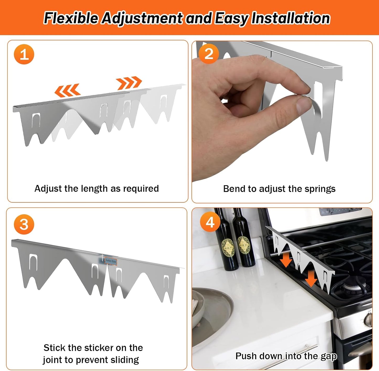 Stainless Steel Stove Gap Covers, Gap Filler, 13.8" to 27.5"