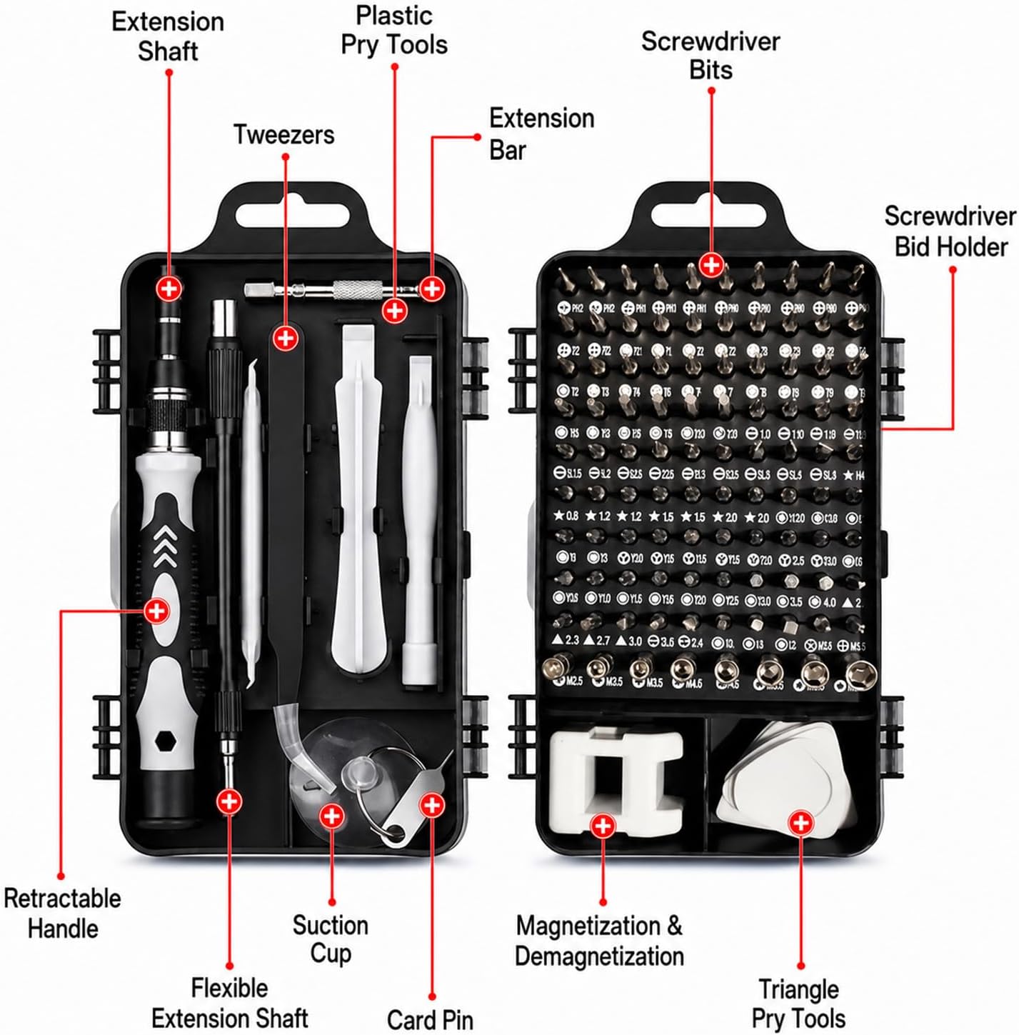 115 In 1 Multifunctional Precision Portable Screwdriver Set for Electronics, Watch, Computer Repair