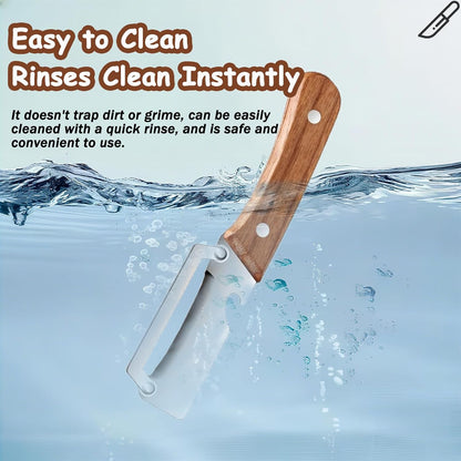 2Pcs Multifunctional Vegetable Peeler with Wooden Handle and Bottle Opener