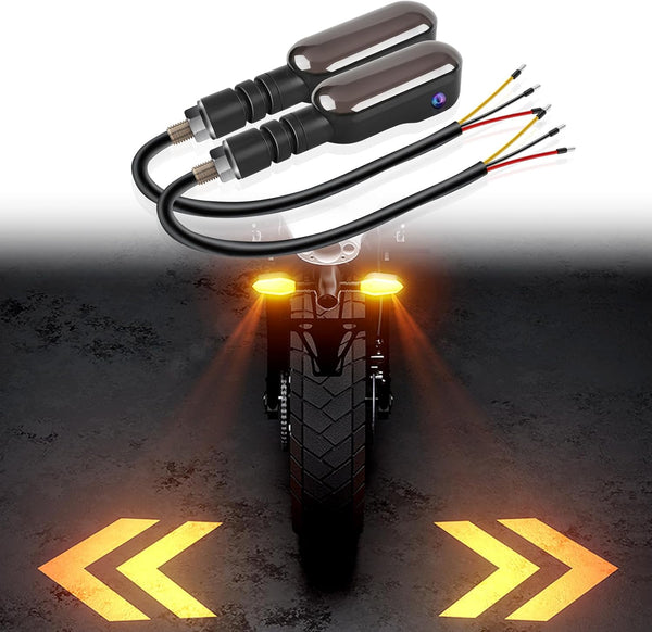 2PCS LED Motorcycle Turn Signals Projector Blinkers with Projection Arrow, Front Rear Turn Signal Lights for Motorcycles Indicators