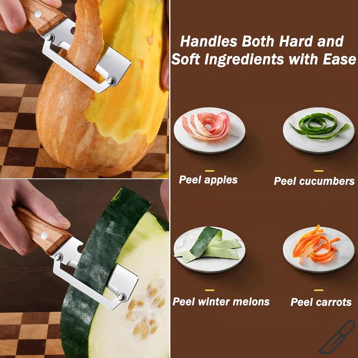 2Pcs Multifunctional Vegetable Peeler with Wooden Handle and Bottle Opener