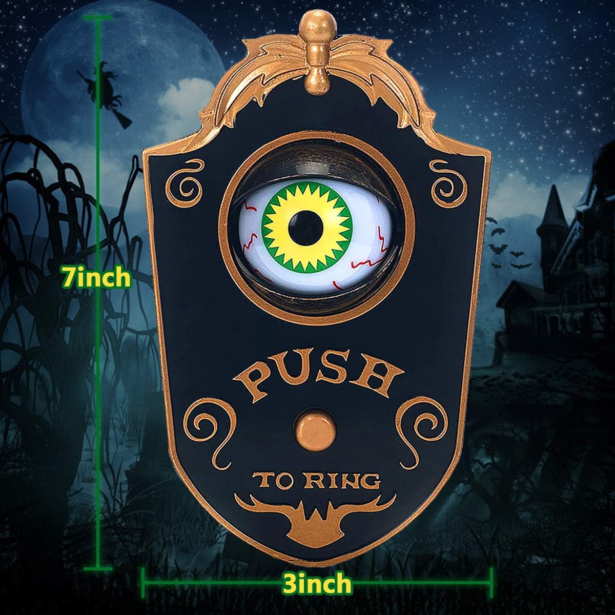 Halloween Doorbell, Haunted Doorbell Animated Eyeball with Spooky Sounds