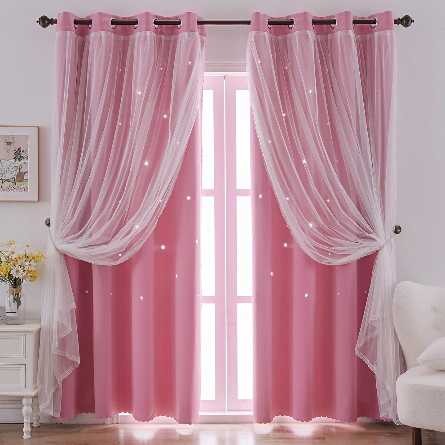 Star Cutout Window Blackout Curtains Bedroom Window Room Darkening Curtains