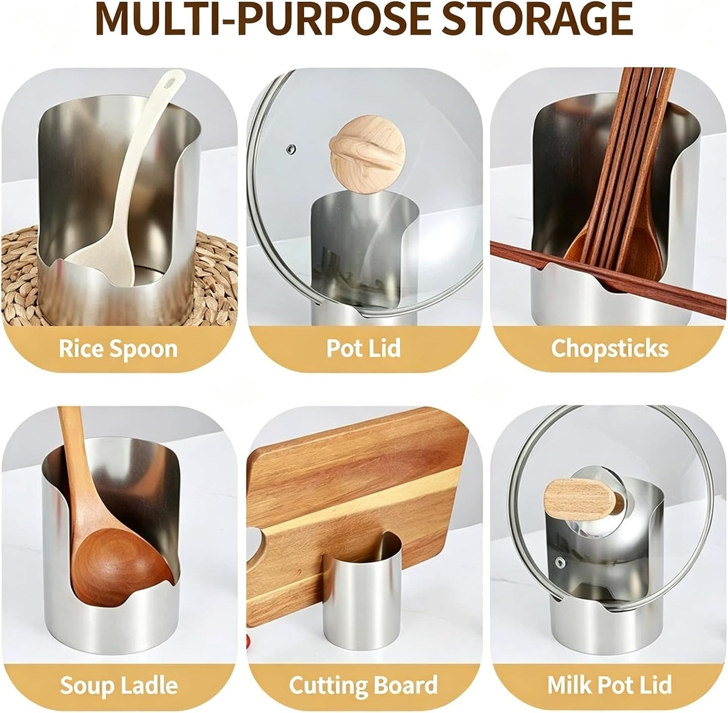 Multi-Functional Kitchen Utensil Holder,Thickened Stainless Steel Countertop Organizer