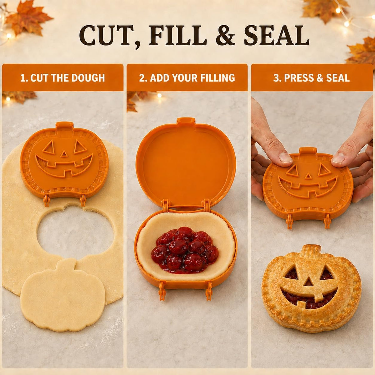 3-Pack Halloween Hand Pie Molds Set