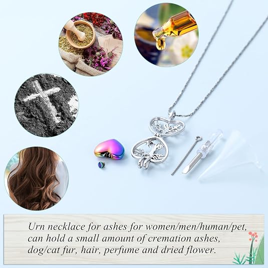 Tree of Life Urn Necklace for Ashes Heart Cremation Ashes Jewelry Memorial Jewelry Gift
