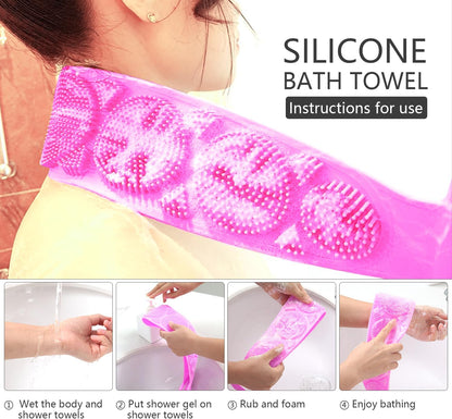 2PCS Silicone Back Scrubber for Shower Dual Sided Body Scrubber