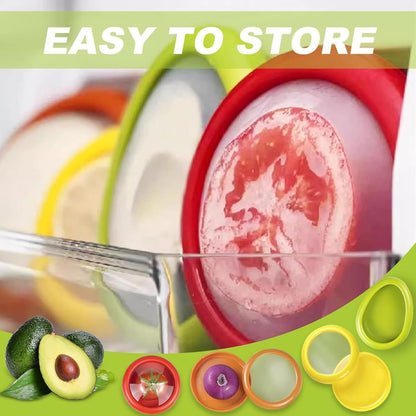 4Pcs Fresh Food Storage Containers – Reusable Produce Keepers for Avocados, Onions, Tomatoes & Garlic